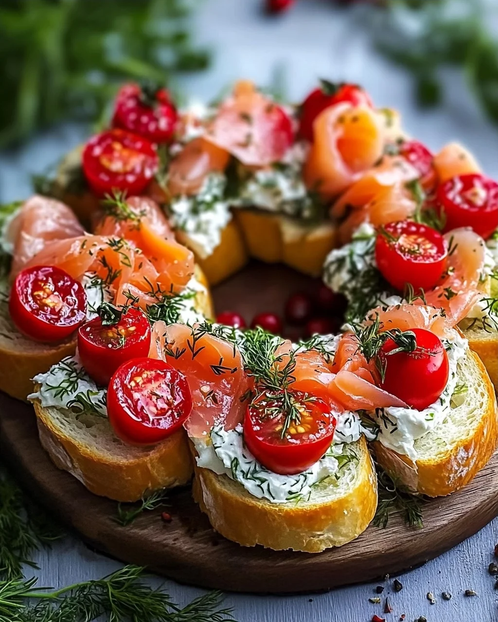 Weihnachtslachs Bruschetta Kranz Rezept für festliche Genussmomente