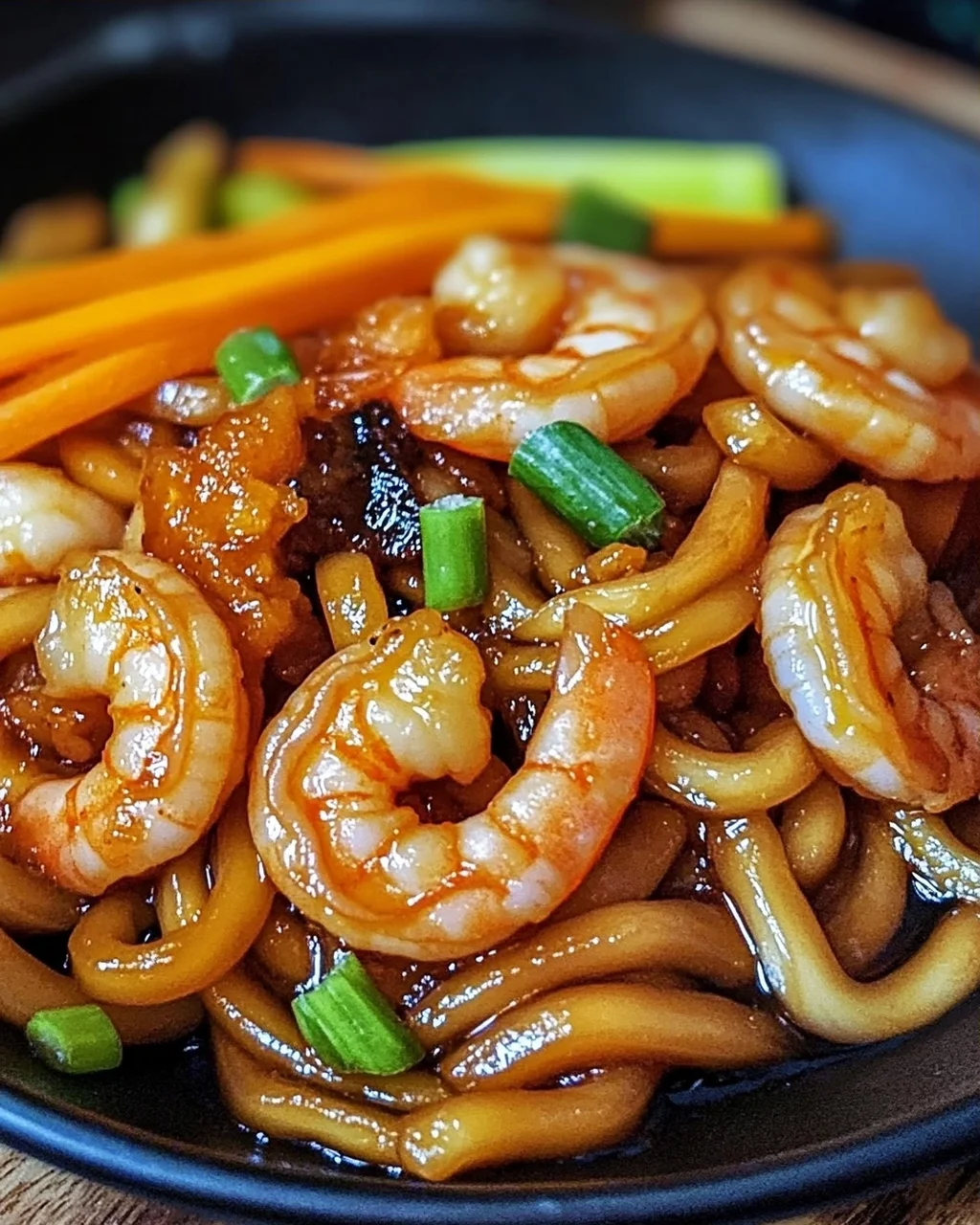 Yaki Udon mit Garnelen in 20 Minuten zubereitet